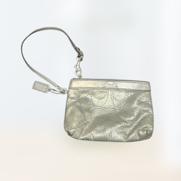 COACH Perforated Signature Wristlet | Gunmetal | F45561 - Picture 1 of 8